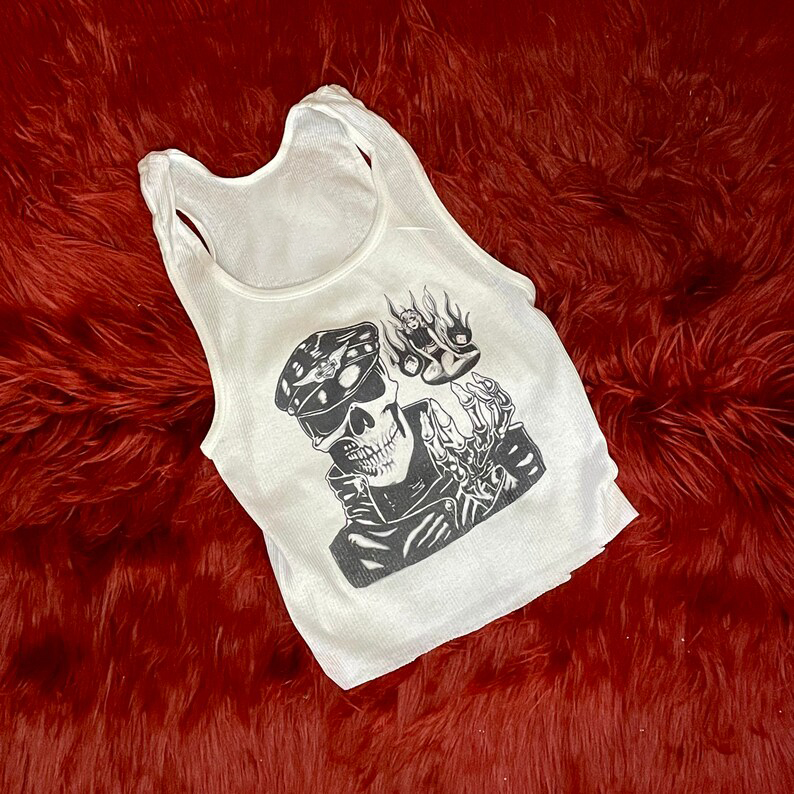 Tank Top Ribbed - Ribbed Tank with Lady Luck Skull