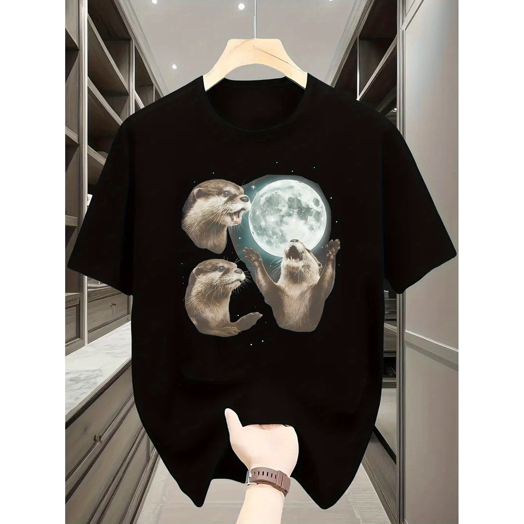Playful Otters Under Moonlight - огляд і ціна Undershirt Crew Neck