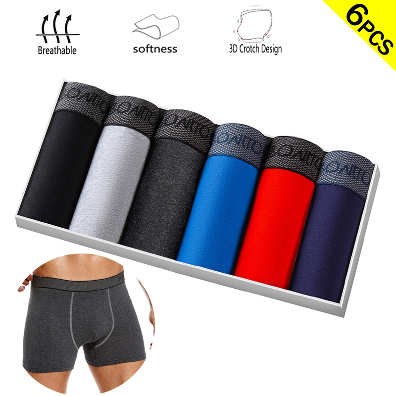 6pcs/pack Boxer Briefs Solid C - огляд і ціна Multi Pack Underwear